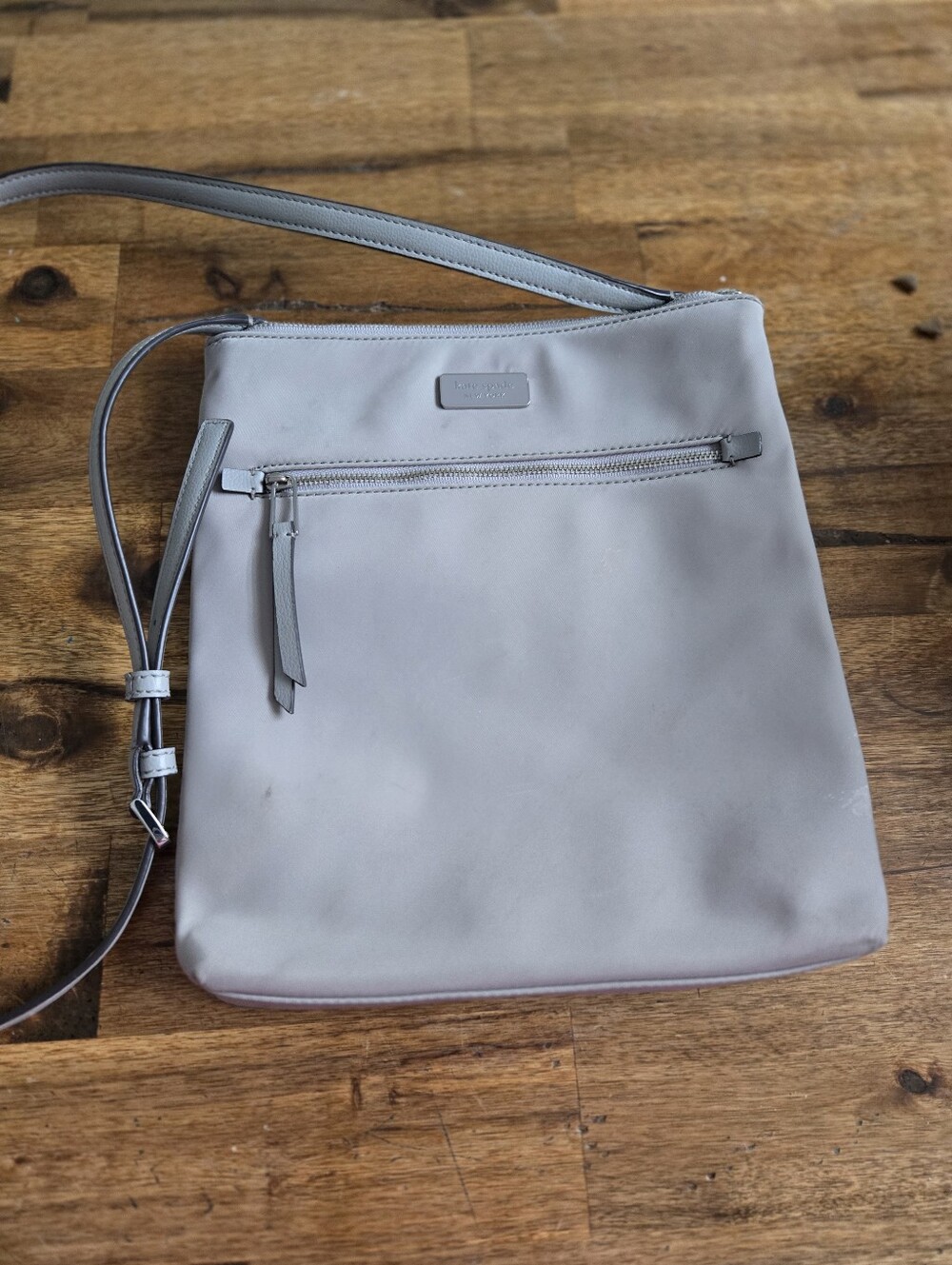 KATE SPADE Crossbody Purse Gray Taupe Nylon Shoulder Bag